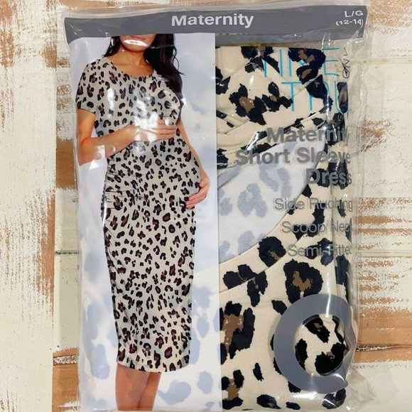 5/$20 NEW 8-10 M MATERNITY Leopard Midi Dress - Picture 1 of 5